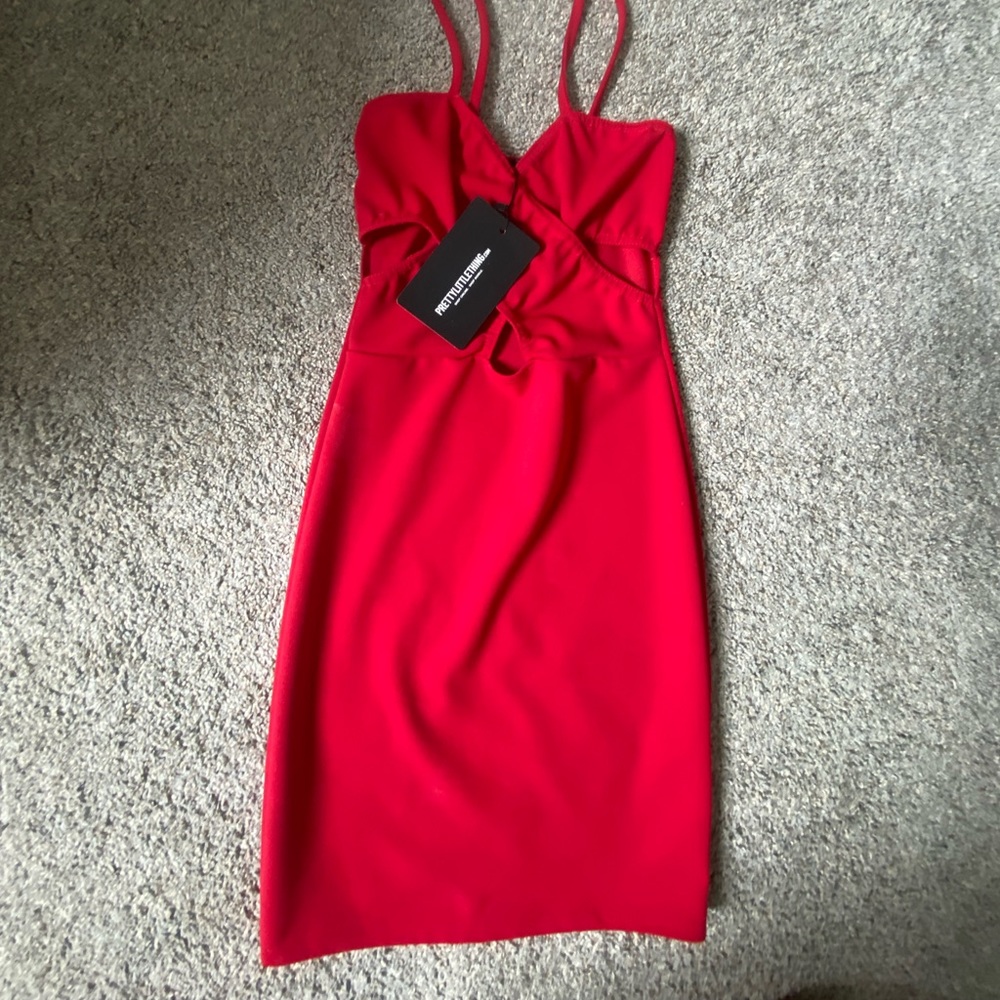 NWT PLT Red Cut out mini dress